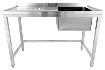 Komerciāla izlietne ar atkritumu caurumiem Nerūsējošais tērauds 1000x600x900mm 1 bļoda labajā pusē Aizsargsiena | Adexa WHSTD1070R