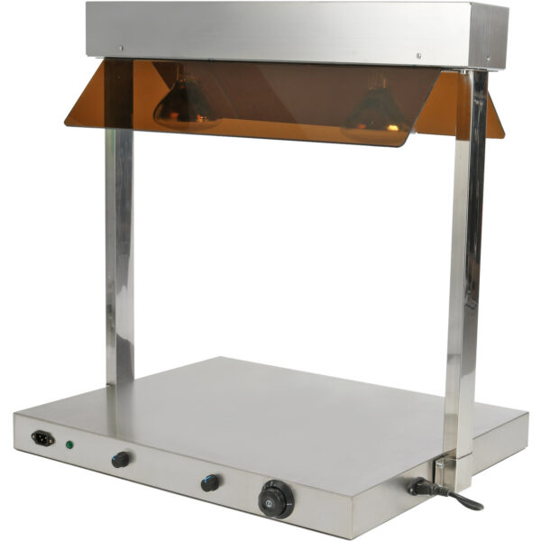 Bufetes ēdienu sildītājs ar statni Nerūsējošā tērauda 2 infrasarkanās lampas Šķaudīšanas aizsargi 2xGN1/1 | Adexa WM2FXX