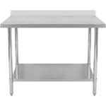 Komerciālais darba galds Nerūsējošais tērauds Apakšējais plaukts Aizmugures mala 1600x600x900/1000mm | Adexa WT60160 - Image 3