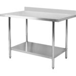 Komerciālais darba galds Nerūsējošais tērauds Apakšējais plaukts Aizmugures mala 1600x600x900/1000mm | Adexa WT60160