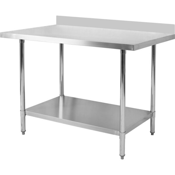 Komerciālais darba galds Nerūsējošais tērauds Apakšējais plaukts Aizmugures mala 1600x600x900/1000mm | Adexa WT60160