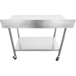 Pārvietojams komerciāls darba galds ar regulējamām kājām Nerūsējošā tērauda Apakšējā plaukts Aizmugurējais aizsargs 1800x700x850/930mm | Adexa WT70180C - Image 9