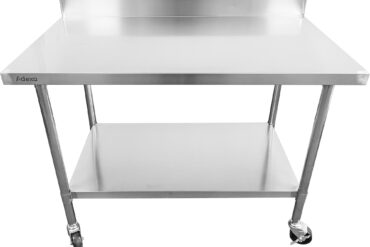Pārvietojams komerciāls darba galds ar regulējamām kājām Nerūsējošā tērauda Apakšējā plaukts Aizmugurējais aizsargs 1800x700x850/930mm | Adexa WT70180C