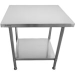 Komerciālais mobilais darba galds ar regulējamām kājām Nerūsējošā tērauda apakšējā plaukts 2000x600x850/930mm | Adexa WT60200CWO - Image 8