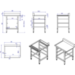 Izkrāmēšanas galds Labā puse 800x650x865mm Ar trauku mazgājamās mašīnas groza statīvu Ar šļakataizsargu Nerūsējošais tērauds | Adexa WTF6065R - Image 2