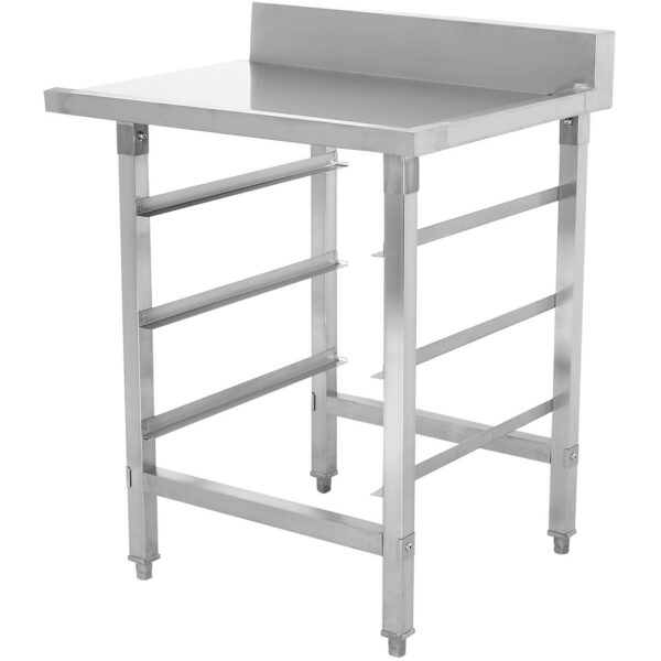 Izkrāmēšanas galds Labā puse 800x650x865mm Ar trauku mazgājamās mašīnas groza statīvu Ar šļakataizsargu Nerūsējošais tērauds | Adexa WTF6065R