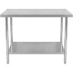 Komerciāls darba galds Nerūsējošais tērauds Apakšējais plaukts 1400x600x900mm | Adexa WT60140WO - Image 2