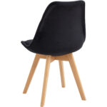 Sānu ēdamistabas krēsls ar koka kājām un polsterētu samta sēdekli - Melns | Adexa WW6011BV - Image 4