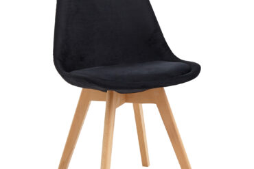 Sānu ēdamistabas krēsls ar koka kājām un polsterētu samta sēdekli - Melns | Adexa WW6011BV