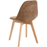 Sānu ēdamistabas krēsls ar koka kājām un polsterētu PU ādas sēdekli gaiši brūnā krāsā | Adexa WW6027 - Image 3