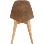 Sānu ēdamistabas krēsls ar koka kājām un polsterētu PU ādas sēdekli gaiši brūnā krāsā | Adexa WW6027 - Image 5