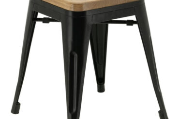 Bāra zems krēsls ar dabīgā koka sēdekli Melna tērauda Interjeram | Adexa WW65BN