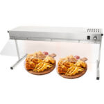 Komerciāls balsts ar sildītāju svītrai, apgaismojumu un šķaudīšanas aizsargu 950x315x457mm | Adexa XDHHC900SG