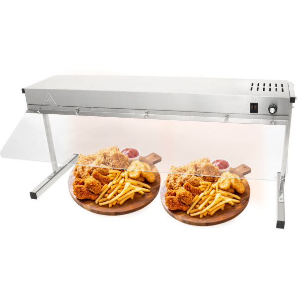 Komerciāls balsts ar sildītāju svītrai, apgaismojumu un šķaudīšanas aizsargu 950x315x457mm | Adexa XDHHC900SG