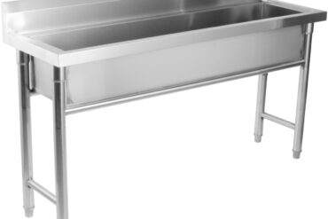 Komercijas Trauku Mazgāšanas Iegremdējamais Izlietne Nerūsējoša tērauda 1 bļoda Šļakatu aizsargs 1500x450x800mm Apaļas kājas | Adexa YDPS15038