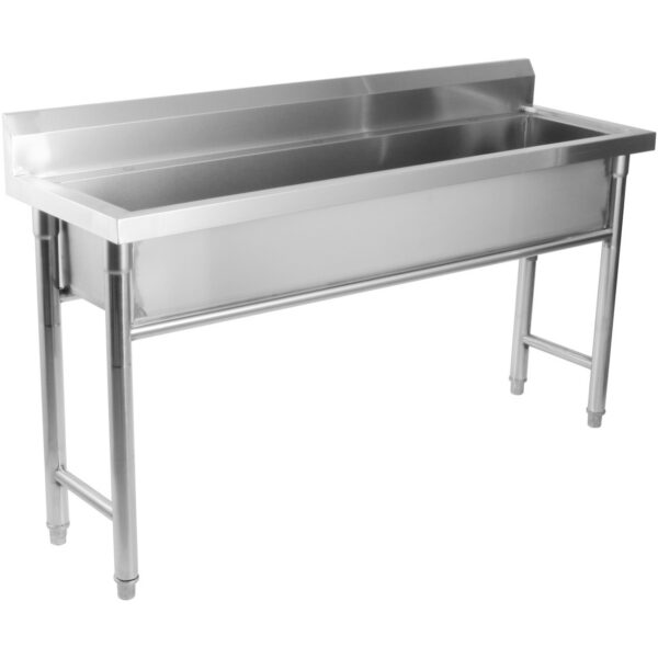 Komercijas Trauku Mazgāšanas Iegremdējamais Izlietne Nerūsējoša tērauda 1 bļoda Šļakatu aizsargs 1500x450x800mm Apaļas kājas | Adexa YDPS15038