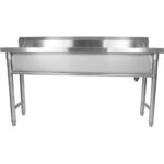 Komercijas Trauku Mazgāšanas Iegremdējamais Izlietne Nerūsējoša tērauda 1 bļoda Šļakatu aizsargs 1500x450x800mm Apaļas kājas | Adexa YDPS15038 - Image 6