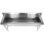 Komercijas Trauku Mazgāšanas Iegremdējamais Izlietne Nerūsējoša tērauda 1 bļoda Šļakatu aizsargs 1500x450x800mm Apaļas kājas | Adexa YDPS15038 - Image 4