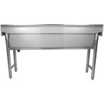 Komercijas Trauku Mazgāšanas Iegremdējamais Izlietne Nerūsējoša tērauda 1 bļoda Šļakatu aizsargs 1500x450x800mm Apaļas kājas | Adexa YDPS15038 - Image 3