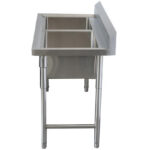 Komerciālais izlietne Nerūsējošais tērauds 1080x600x900mm 2 bļodas Aizmugurējais panelis | Adexa YDRST245A - Image 2