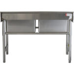 Komerciālais izlietne Nerūsējošais tērauds 1080x600x900mm 2 bļodas Aizmugurējais panelis | Adexa YDRST245A - Image 3