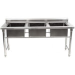 Komercs izlietne Nerūsējošs tērauds 1570x600x900 mm 3 trauku Splashback | Adexa YDRST345A - Image 6