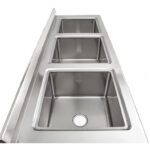 Komercs izlietne Nerūsējošs tērauds 1570x600x900 mm 3 trauku Splashback | Adexa YDRST345A - Image 5