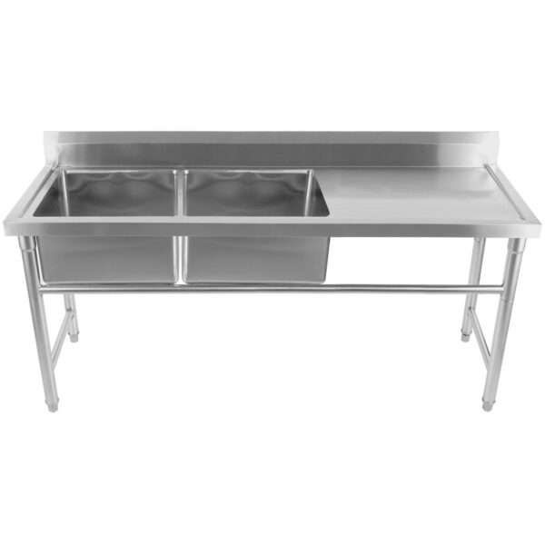 Komerciāla izlietne nerūsējošais tērauds 1570x600x900mm 2 bļodas pa kreisi ar aizsargmalu | Adexa YDRST60160X2L