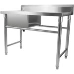 Komerciālā izlietne Nerūsējošais tērauds 1380x602x900mm 1 bļoda pa kreisi Aizsargsiena | Adexa YDRST60140L - Image 4