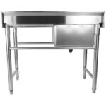 Komerciālā izlietne Nerūsējošais tērauds 1380x602x900mm 1 bļoda pa kreisi Aizsargsiena | Adexa YDRST60140L - Image 2