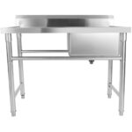 Nerūsējošā tērauda komerciālā izlietne 1380x602x900mm 1 bļoda labajā pusē Aizsargsienas | Adexa YDRST60140R - Image 5