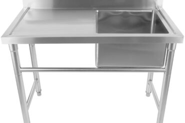 Nerūsējošā tērauda komerciālā izlietne 1380x602x900mm 1 bļoda labajā pusē Aizsargsienas | Adexa YDRST60140R