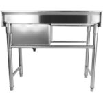 Nerūsējošā tērauda komerciālā izlietne 1380x602x900mm 1 bļoda labajā pusē Aizsargsienas | Adexa YDRST60140R - Image 7