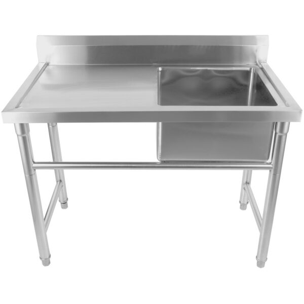 Nerūsējošā tērauda komerciālā izlietne 1380x602x900mm 1 bļoda labajā pusē Aizsargsienas | Adexa YDRST60140R