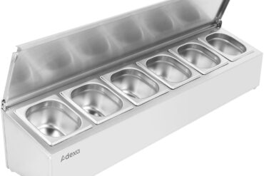 Komerciāls garšvielu turētājs ar vāku, ietverot 6xGN1/6-100mm konteinerus Nerūsējošais tērauds | Adexa CHD06AFL