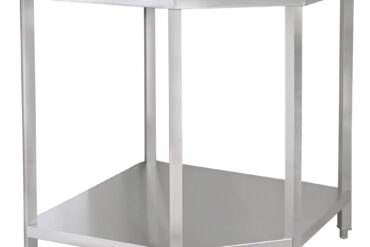 Komerciālais darba galds Stūra vienība Nerūsējošais tērauds 900x900x700x700x965/1065mm Aizmugures panelis Apakšējais plaukts | Adexa CWT1070SB