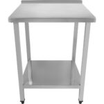 Profesionāls darba galds Nerūsējošais tērauds Apakšējais plaukts Aizmugures aizsargs 1000x800x900mm | Adexa DWT80100B