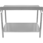 Profesionāls darba galds Nerūsējošais tērauds Apakšējā plaukts Aizsargmala 1500x800x900mm | Adexa DWT80150B - Image 2
