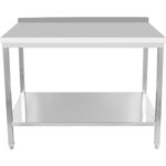 Profesionāls darba galds Nerūsējošais tērauds Apakšējā plaukts Aizsargmala 1500x800x900mm | Adexa DWT80150B