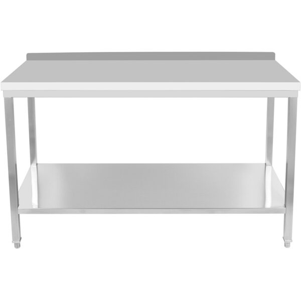 Profesionāls darba galds Nerūsējošā tērauda Apakšplaukts Aizmugurējā paneļa malas 1600x800x900mm | Adexa DWT80160B