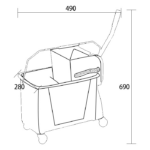Profesionālais mopa spainis ar starpsienu un izgriezēju 20 litri | Adexa GX101VL - Image 2