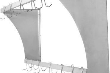 Sienas plaukts ar trauku turētāju 12 āķiem Nerūsējošs tērauds 900x300x300mm | Adexa VMR0930