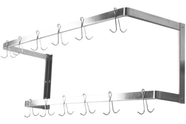 Sienas plaukts ar katlu turētāju 12 āķiem Nerūsējošais tērauds 1200x300x300mm | Adexa VMR1230U
