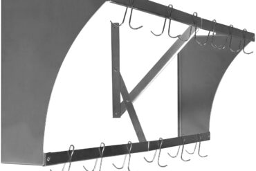 Sienas plaukts ar katlu turētāju un 12 āķiem no nerūsējošā tērauda 1500x300x300mm | Adexa VMR1530