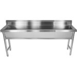 Komercijas trauku mazgāšanas izlietne Nerūsējošais tērauds 1 bļoda Aizmugures siena 1800x450x800mm Apaļas kājas | Adexa YDPS18038 - Image 3