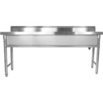 Komercijas trauku mazgāšanas izlietne Nerūsējošais tērauds 1 bļoda Aizmugures siena 1800x450x800mm Apaļas kājas | Adexa YDPS18038 - Image 6