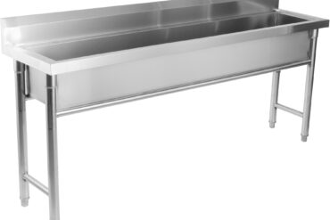 Komercijas trauku mazgāšanas izlietne Nerūsējošais tērauds 1 bļoda Aizmugures siena 1800x450x800mm Apaļas kājas | Adexa YDPS18038