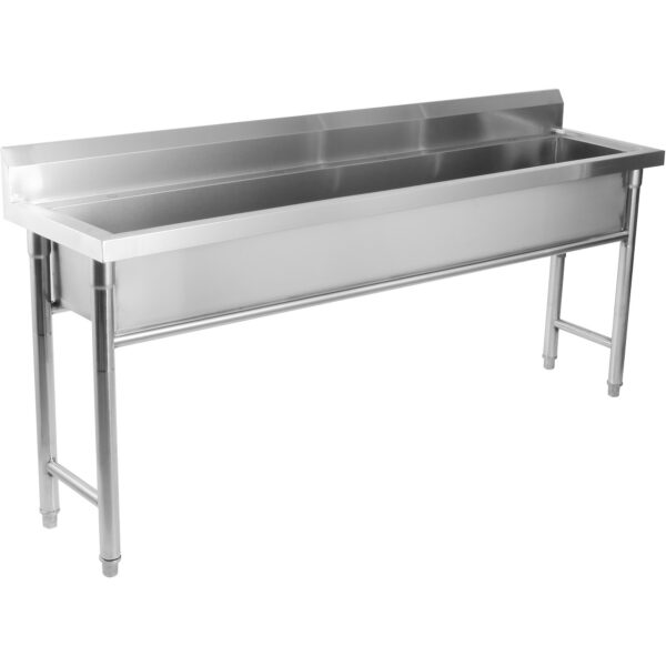 Komercijas trauku mazgāšanas izlietne Nerūsējošais tērauds 1 bļoda Aizmugures siena 1800x450x800mm Apaļas kājas | Adexa YDPS18038