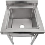 Komerciālā izlietne Nerūsējošais tērauds 585x600x900mm 1 bļoda Aizsargmala | Adexa YDRST145A - Image 5