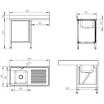 Komerciālā izlietne ar drenāžas virsmu un skapīti ar durvīm 1200x600x910mm viena trauks pa kreisi 400x400x250mm | Adexa DSB12602DL - Image 2